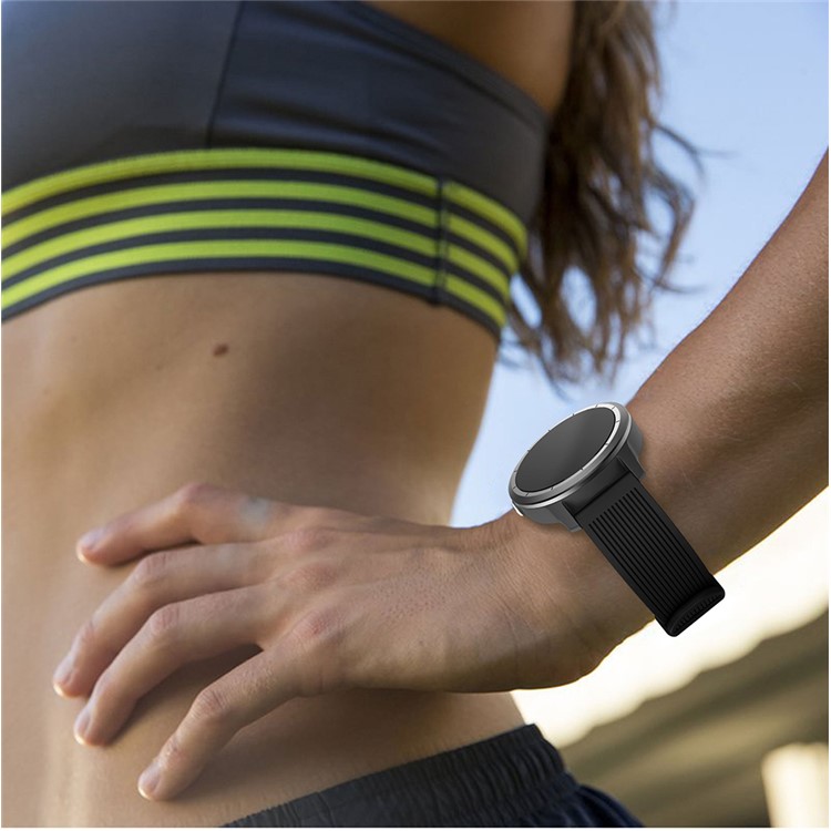 Faixas de 20 mm Textura Bandeira de Silicone Para Garmin Vivoactive 3 Substituição de Cinta de Relógio Ajustável - Preto-5