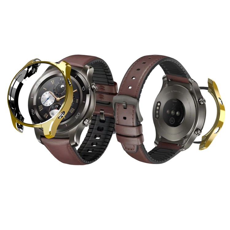 Electroplating Soft TPU Protection Case Cover for Huawei Watch 2 Pro - Gold-7