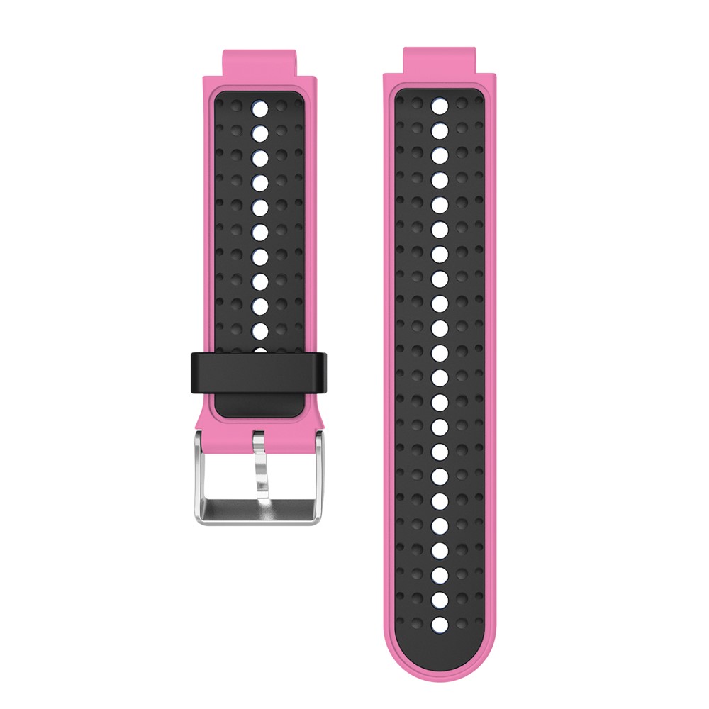 Bi-color Round Holes Silicone Watch Strap for Garmin Forerunner 220/230/235/620/630 - Rose / Black-6