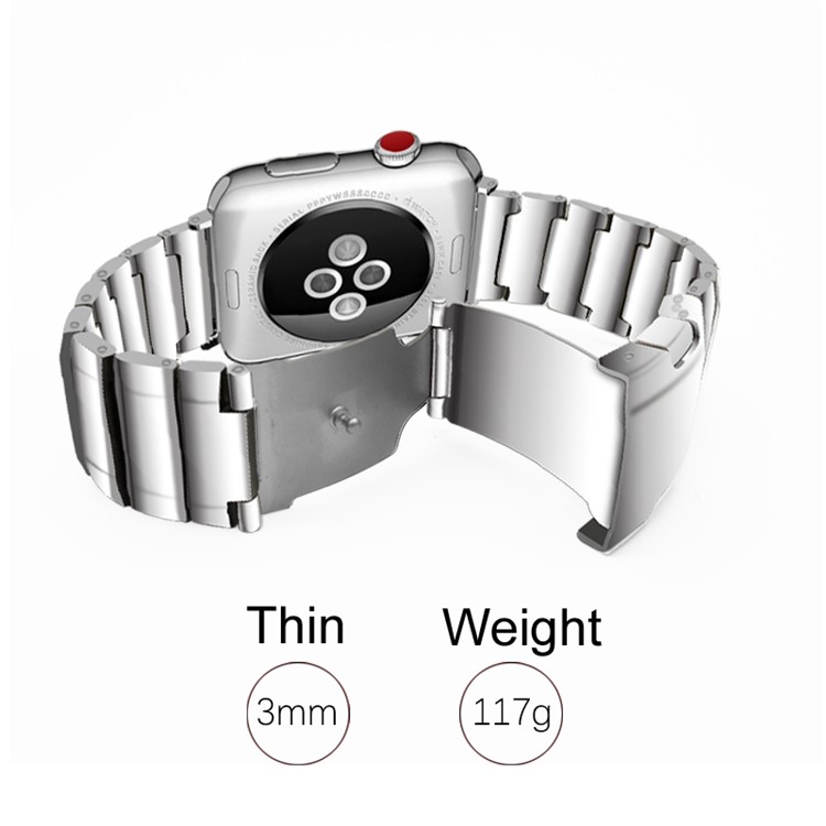Einperliges Edelstahlarmband Mit Verstellbarer Schließe Und Gliedern Für Apple Watch Serie 4 44mm / Apple Watch Serie 3/2/1 42mm - Silber--2