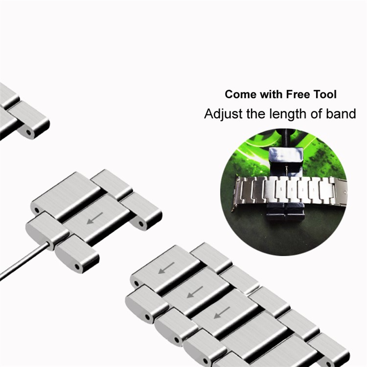 Einperliges Edelstahlarmband Mit Verstellbarer Schließe Und Gliedern Für Apple Watch Serie 4 44mm / Apple Watch Serie 3/2/1 42mm - Silber--3