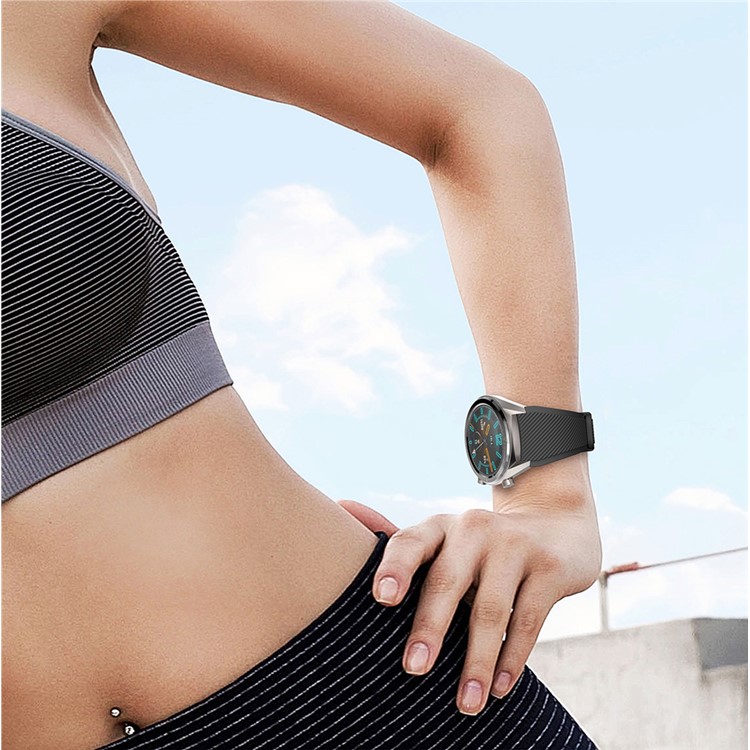 22mm Silicone Pulseira Pulseira Pin Fivela Esportes Assistir Substituição De Banda Para Huawei Relógio Gt - Preto-5