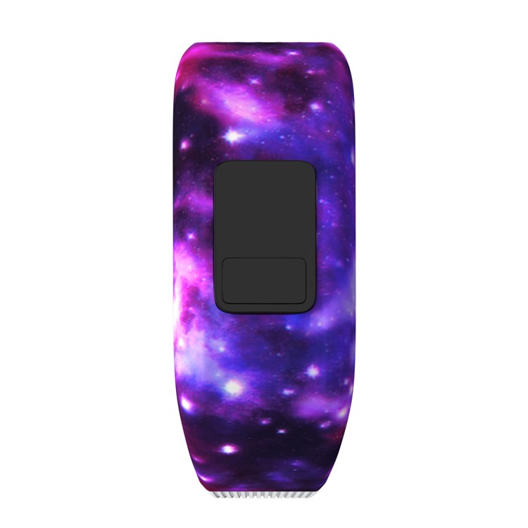 Patrón De Impresión Flexible Ajustable Correa De Reloj De Reemplazo De Silicona Suave Para Garmin Vivofit JR- Tamaño: S / Galaxia Púrpura-3