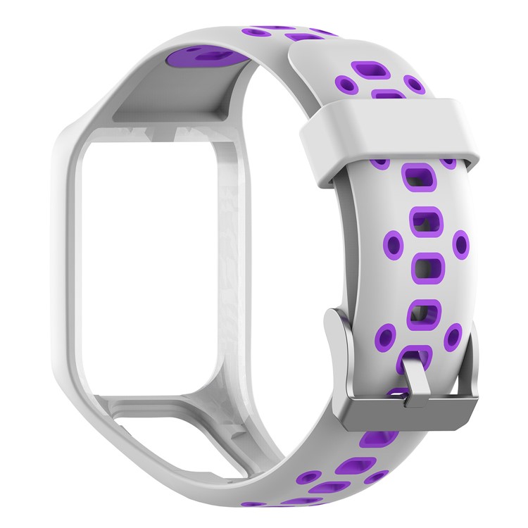 Dual Color Silicone Smart Watch Wrist Band Strap for TomTom Sport Runner 2 3 - White/Purple-1