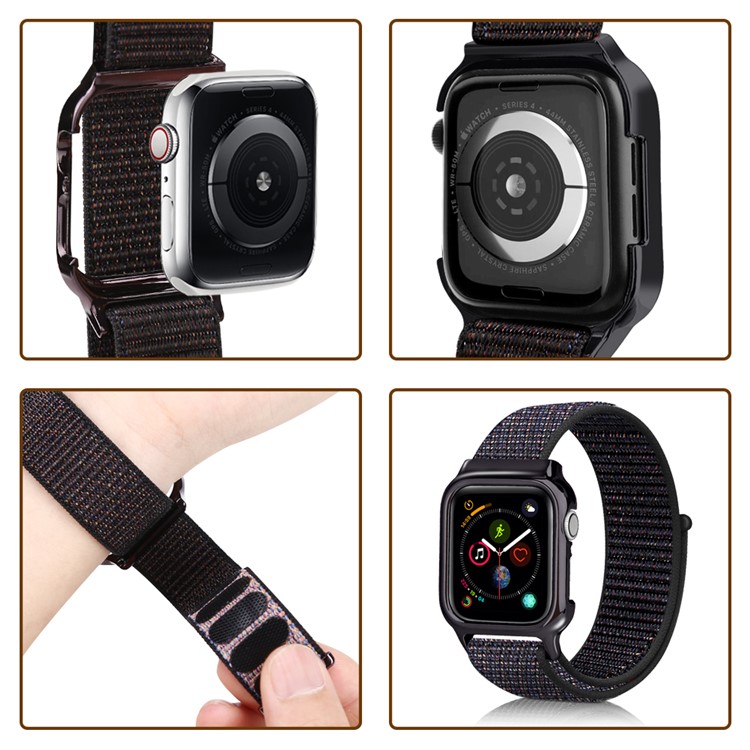 Soft Breathable Nylon Sport Loop Wrist Band Strap for Apple Watch Series 4 40mm - Dark Multi-color-2