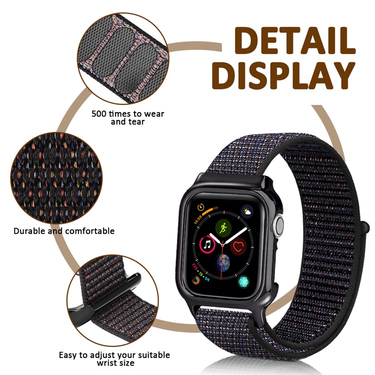 Soft Breathable Nylon Sport Loop Wrist Band Strap for Apple Watch Series 4 44mm - Dark Multi-color-4