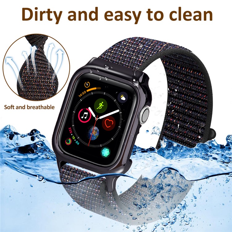 Soft Breathable Nylon Sport Loop Wrist Band Strap for Apple Watch Series 4 44mm - Dark Multi-color-6