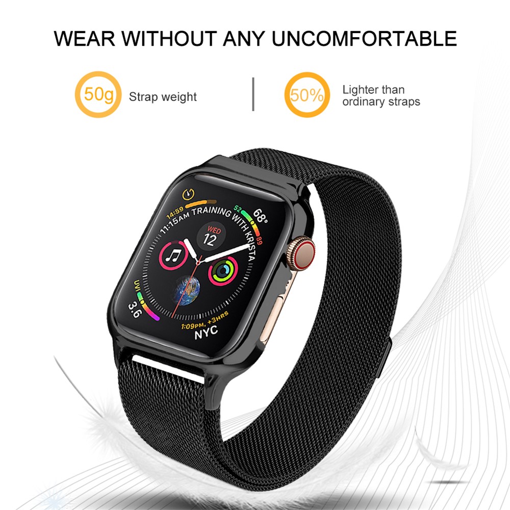 Magnetic Milanese Stainless Steel Watch Band for Apple Watch Series 4 40mm - Black-6