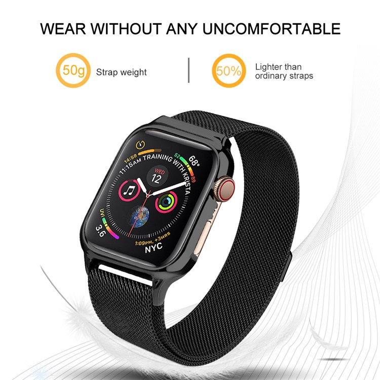 Magnetic Milanese Stainless Steel Watch Band for Apple Watch Series 4 44mm - Black-6