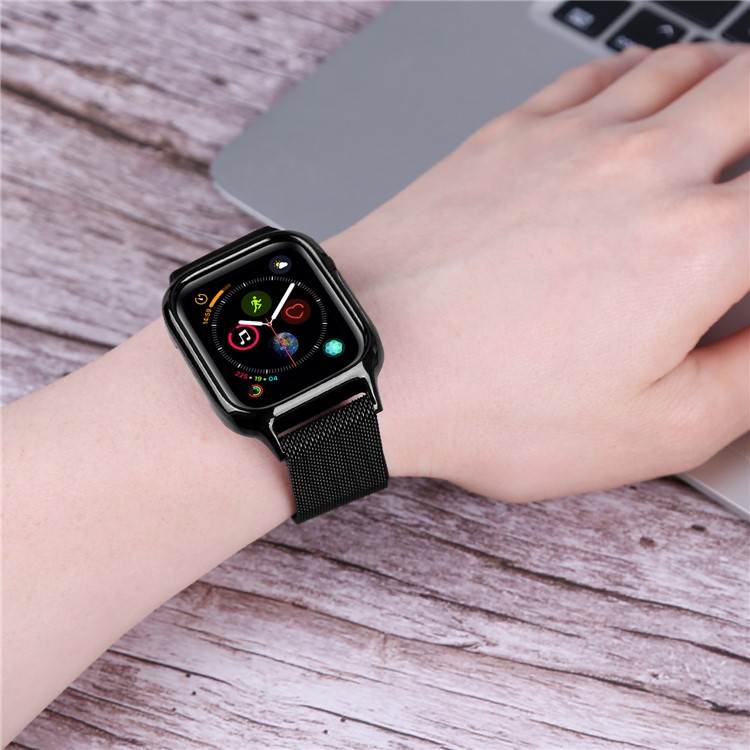 Magnetic Milanese Stainless Steel Watch Band for Apple Watch Series 4 44mm - Black-8