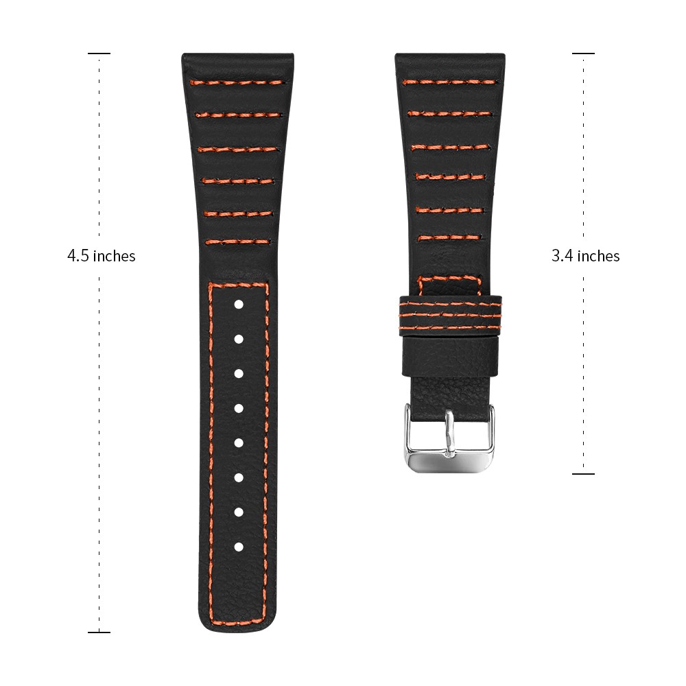 Genuine Leather Smart Replacement Watch Band for Fitbit Versa lite / Versa - Black-2