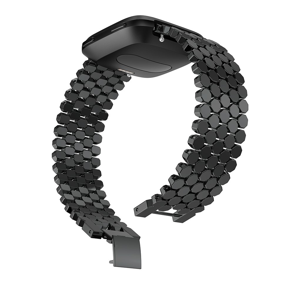 Fish Scale Texture Stainless Steel Watch Band for Fitbit Versa Lite - Black-4