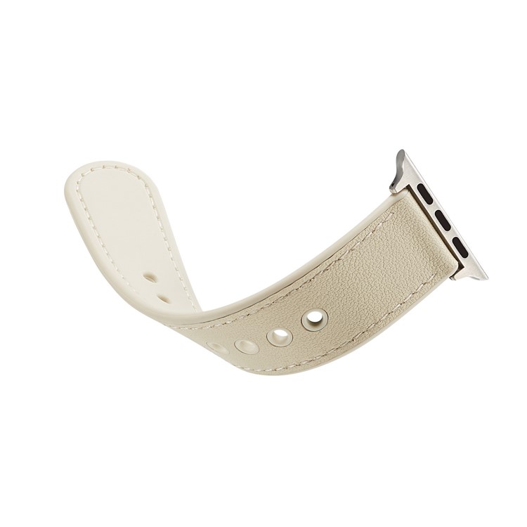 TPU+Genuine Leather Watch Band for Apple Watch 42mm/44mm - Beige-6