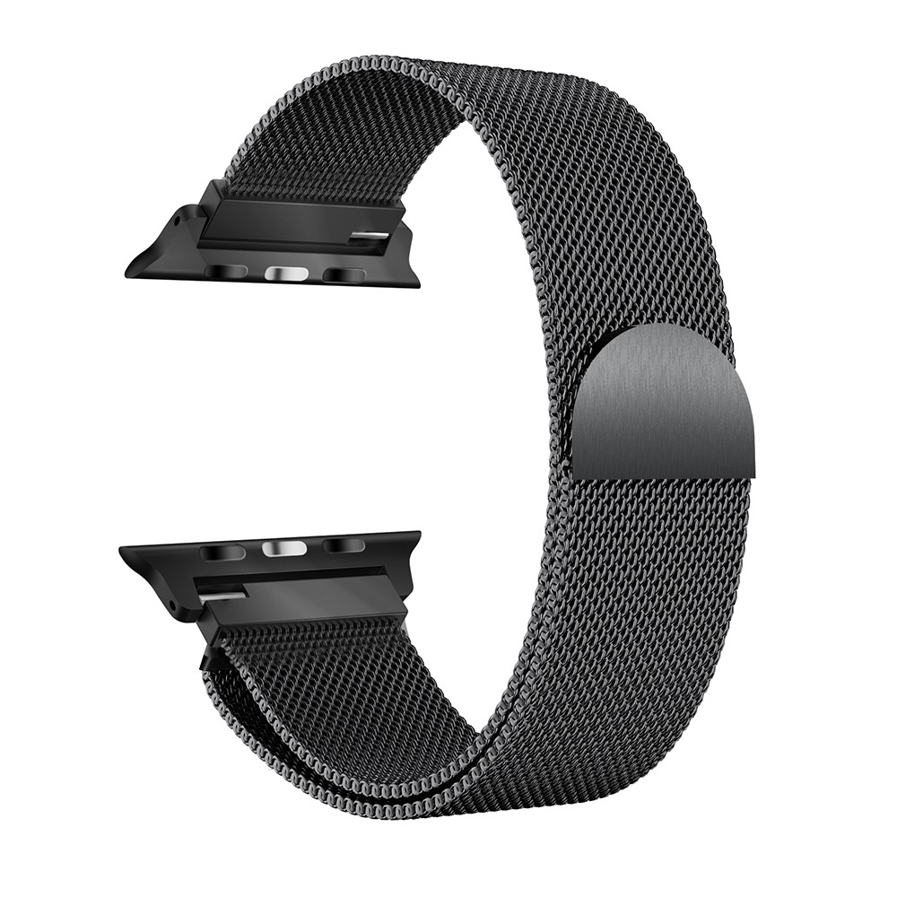 Milanese Semi-circular Tail Stainless Steel Magnetic Stylish Watch Band for Apple Watch Apple Watch Series 3/2/1 38mm - Black-3