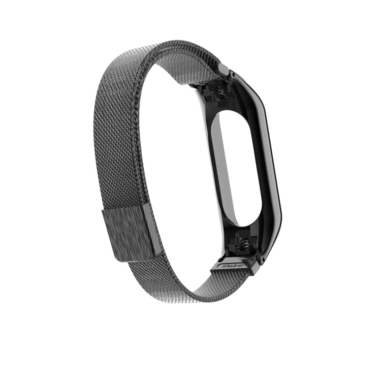 Milanese Fine Mesh Stainless Steel Magnetic Watch Wrist Strap for Xiaomi Mi Band 4 - Black-3