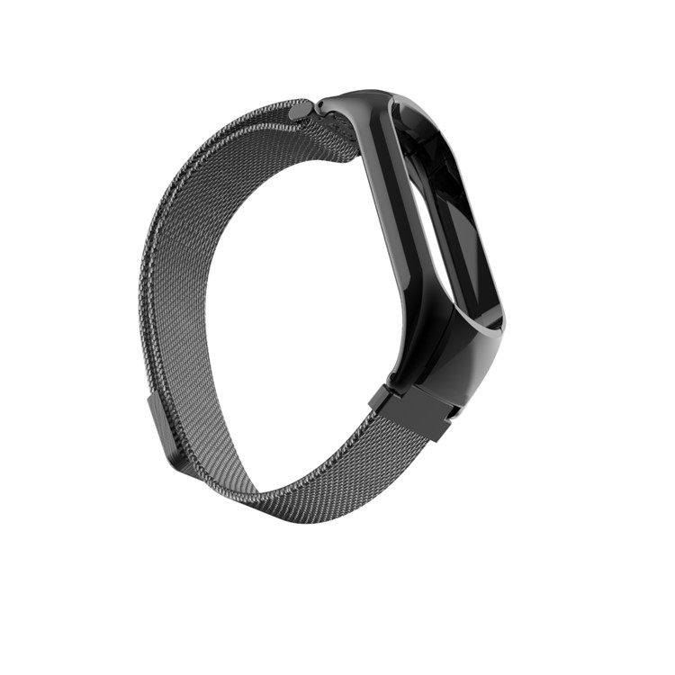 Milanese Fine Mesh Stainless Steel Magnetic Watch Wrist Strap for Xiaomi Mi Band 4 - Black-6