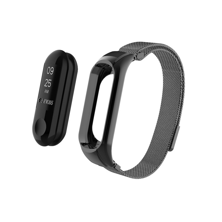 Milanese Fine Mesh Stainless Steel Magnetic Watch Wrist Strap for Xiaomi Mi Band 4 - Black-7