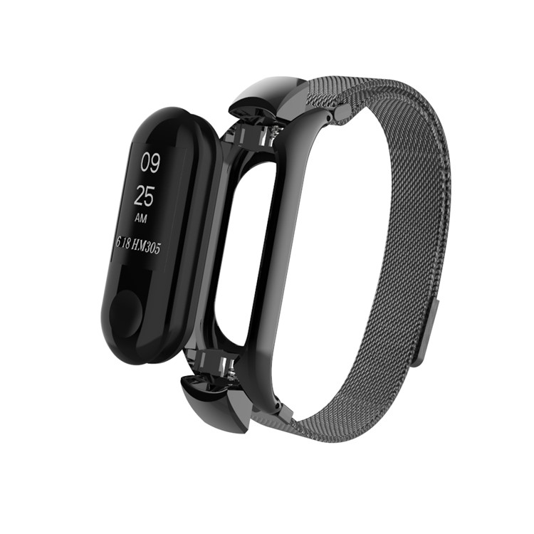 Milanese Fine Mesh Stainless Steel Magnetic Watch Wrist Strap for Xiaomi Mi Band 4 - Black-8