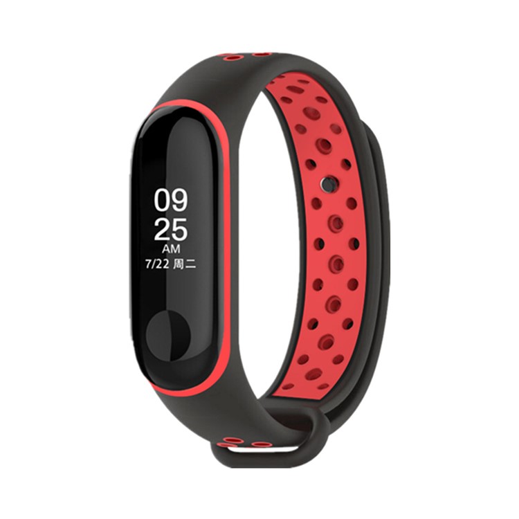 

Dual-color Silicone Bracelet Wrist Strap Replacement for Xiaomi Mi Smart Band 4/Mi Band 3 - Red/Black, Mi Smart Band 4