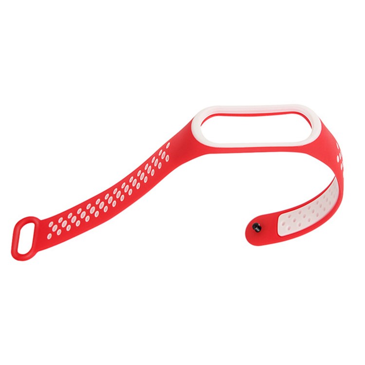 

Dual-color Silicone Bracelet Wrist Strap Replacement for Xiaomi Mi Smart Band 4/Mi Band 3 - White/Red, Mi Smart Band 4