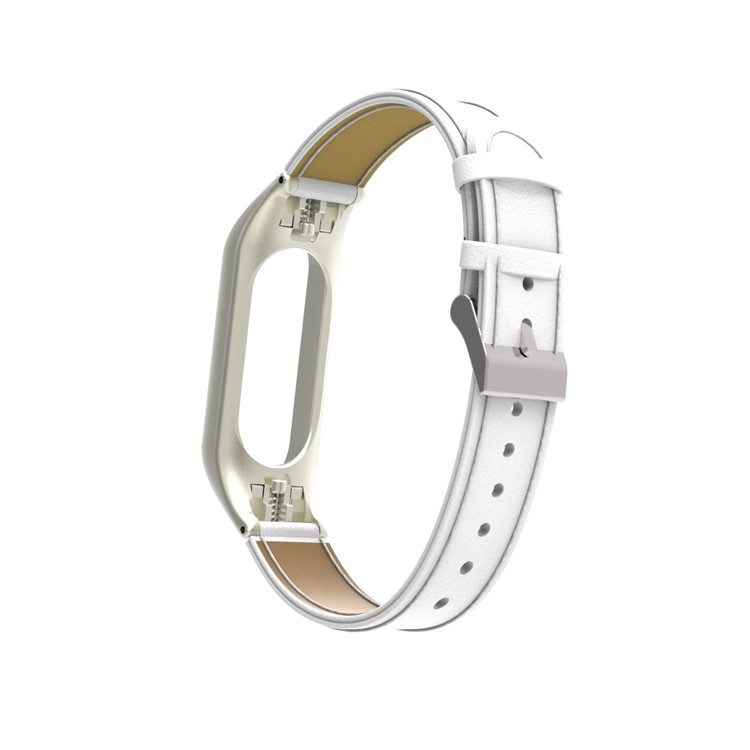 Genuine Leather Watch Bracelet for Xiaomi Mi Smart Band 4 - White-8