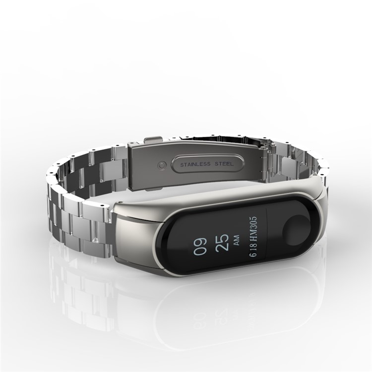 Luxury Three Beads Stainless Steel Watch Strap for Xiaomi Mi Smart Band 4 - Silver-11