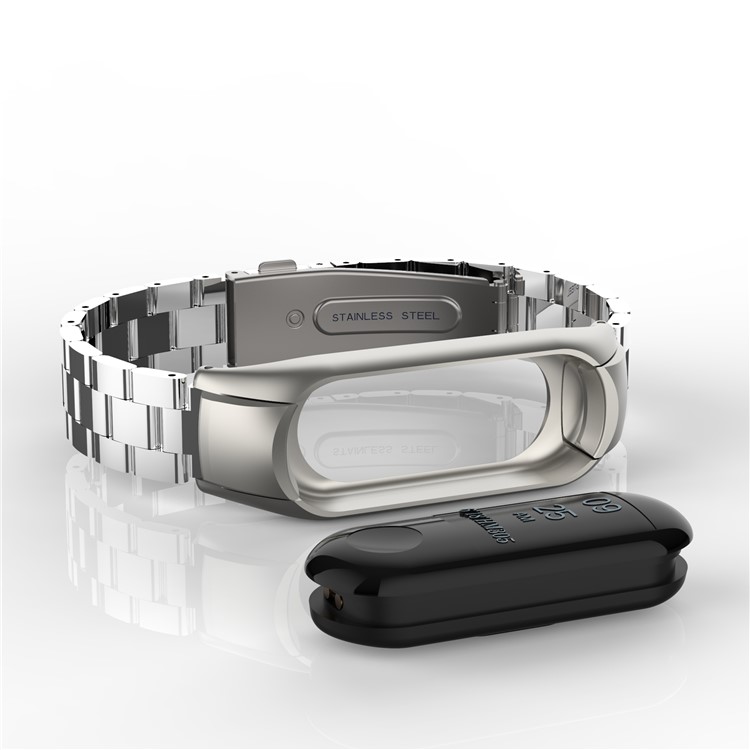 Luxury Three Beads Stainless Steel Watch Strap for Xiaomi Mi Smart Band 4 - Silver-13