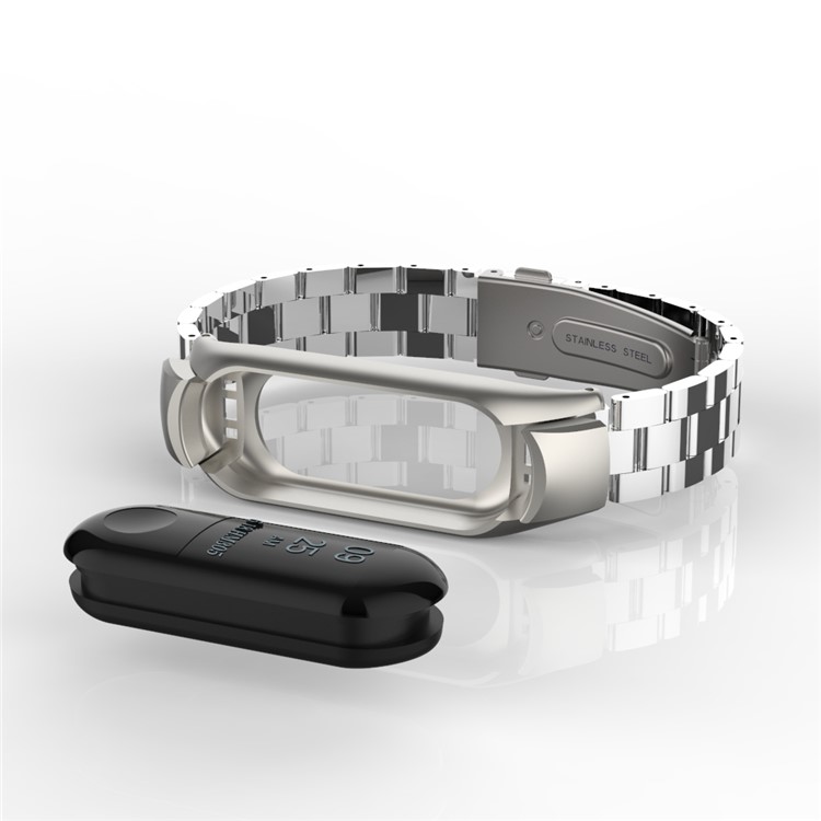 Luxury Three Beads Stainless Steel Watch Strap for Xiaomi Mi Smart Band 4 - Silver-14