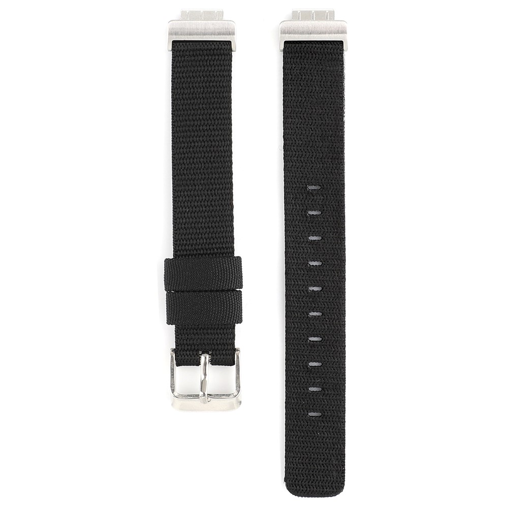 Nylon Canvas Watch Band with Metal Buckle for Fitbit Inspire HR - Black-1