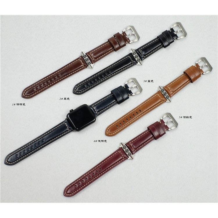 Split Leather with Silver Buckle Watch Band for Apple Watch Series 4/3/2/1 40mm / 38mm - Black-7