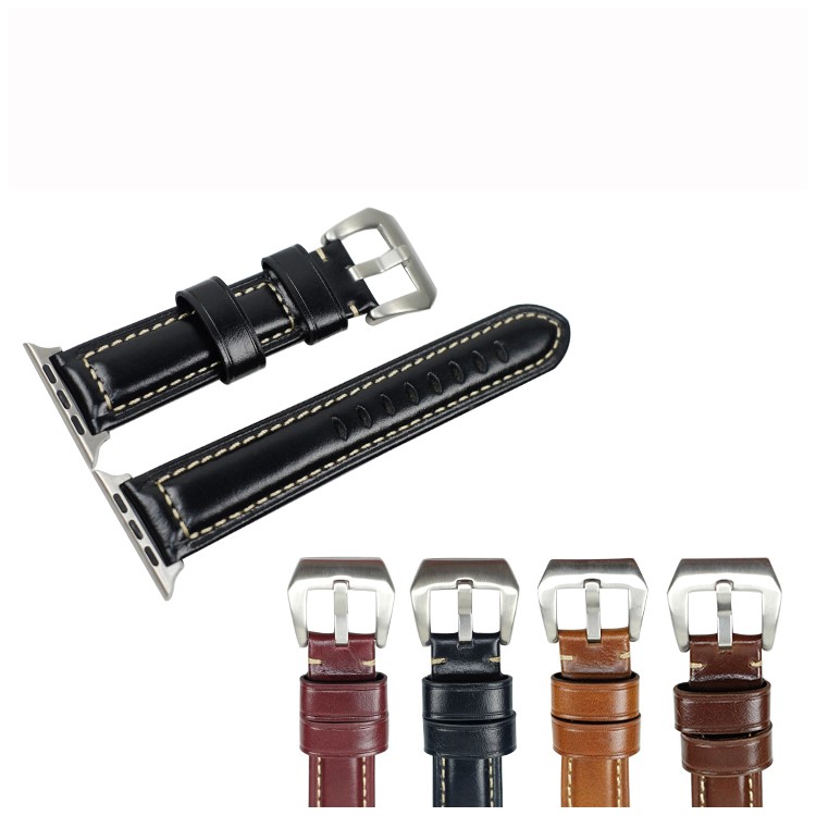 Split Leather with Silver Buckle Watch Band for Apple Watch Series 4/3/2/1 40mm / 38mm - Black-9