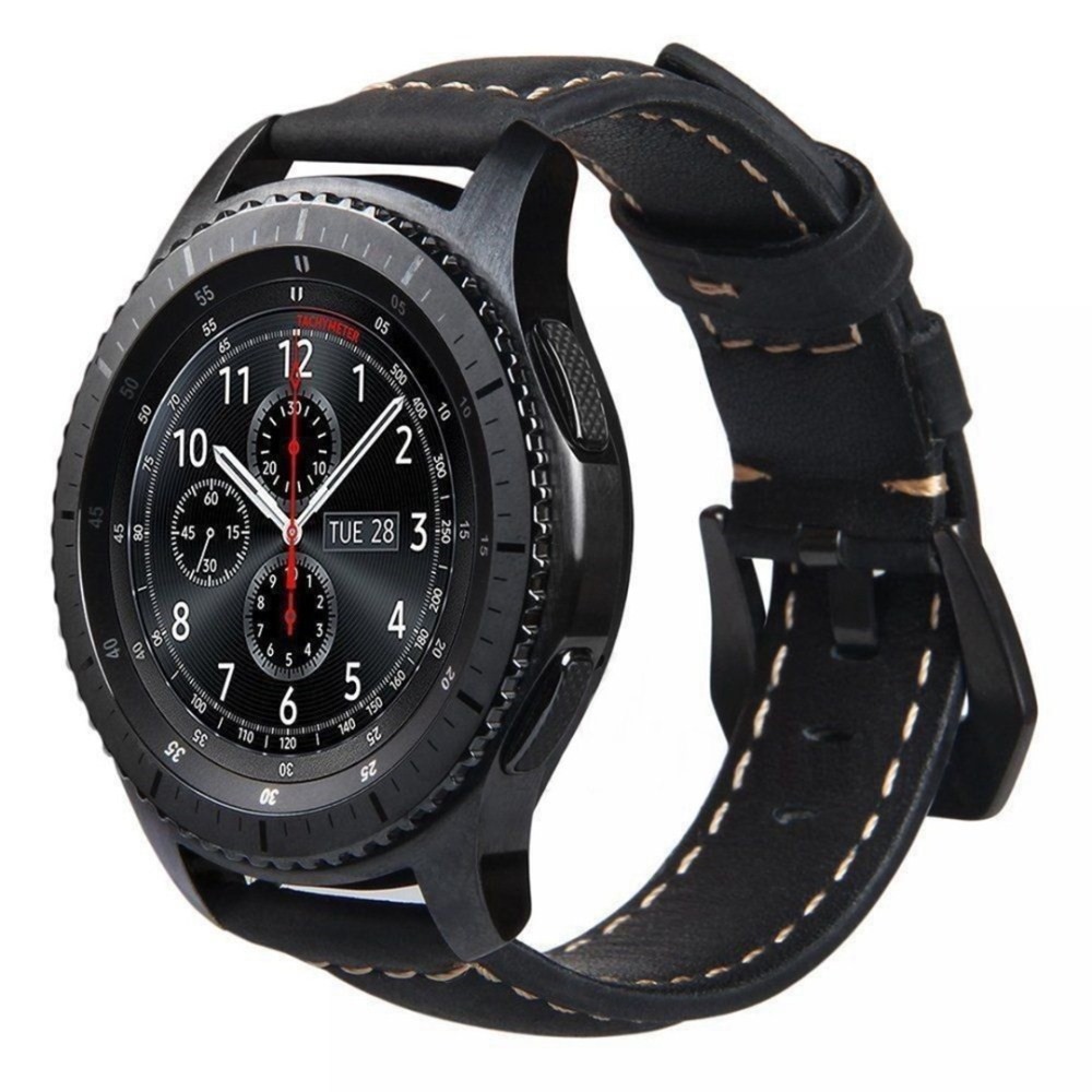 Split Leather Watch Band with Black Big Buckle for Huawei Watch GT - Blue-2