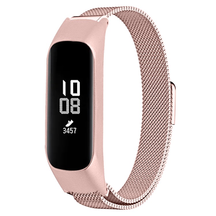 Milanese Magnetic Mesh Watch Band with Watch Frame Replacement for Samsung Galaxy Fit-E/SM-R375 - Pink-3