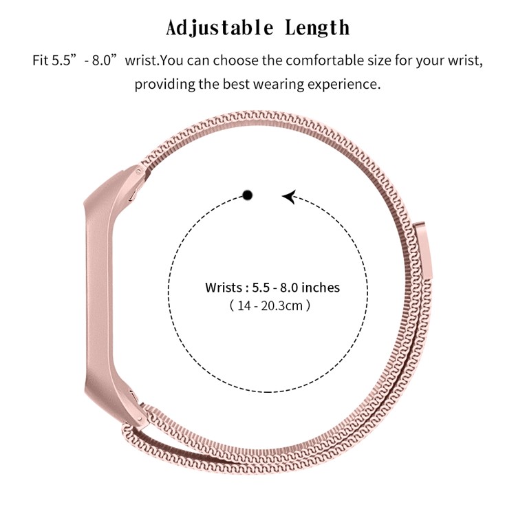 Milanese Magnetic Mesh Watch Band with Watch Frame Replacement for Samsung Galaxy Fit-E/SM-R375 - Pink-5