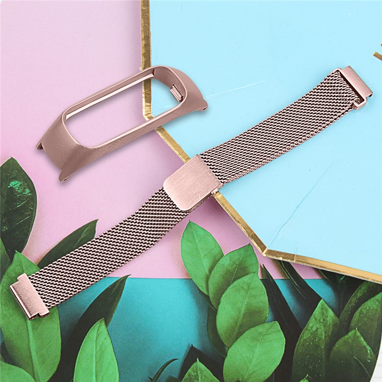 Milanese Magnetic Mesh Watch Band with Watch Frame Replacement for Samsung Galaxy Fit-E/SM-R375 - Pink-6