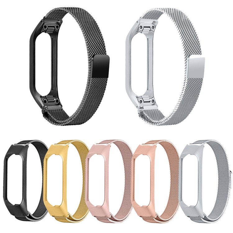 Milanese Magnetic Mesh Watch Band with Watch Frame Replacement for Samsung Galaxy Fit-E/SM-R375 - Pink-7