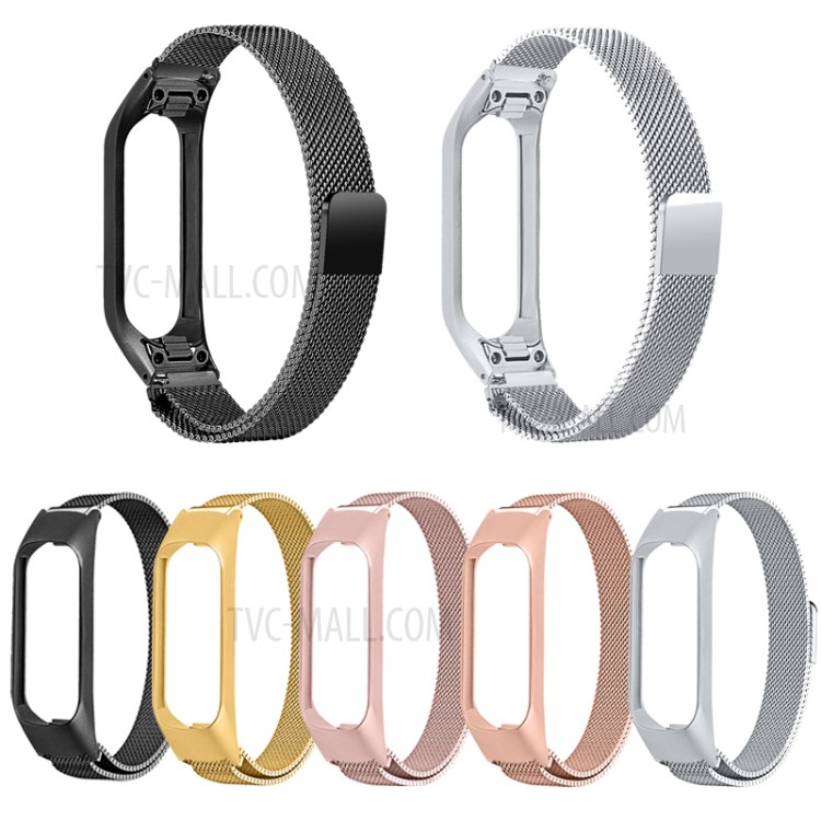Milanese Magnetic Mesh Watch Band with Watch Frame Replacement for Samsung Galaxy Fit-E/SM-R375 - Pink-9