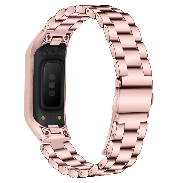 Stainless Steel Three Bead Buckle Chain Watchband for Samsung Galaxy Fit-E/SM-R375 - Pink-2