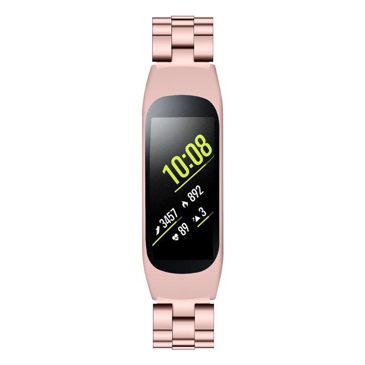 Stainless Steel Three Bead Buckle Chain Watchband for Samsung Galaxy Fit-E/SM-R375 - Pink-4