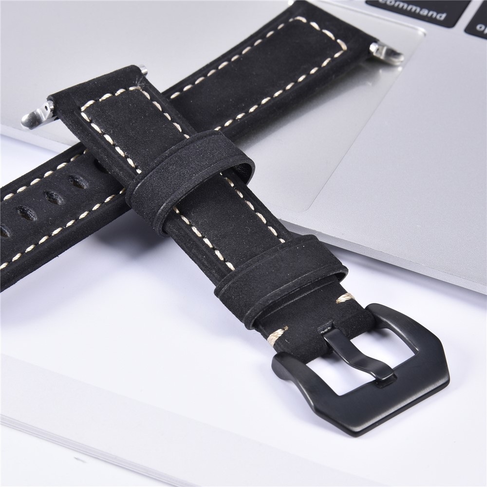 Pulseira De Couro Fosco Para Apple Watch Series 1 2 3 42mm, Series 5 4 44mm - Preto-10