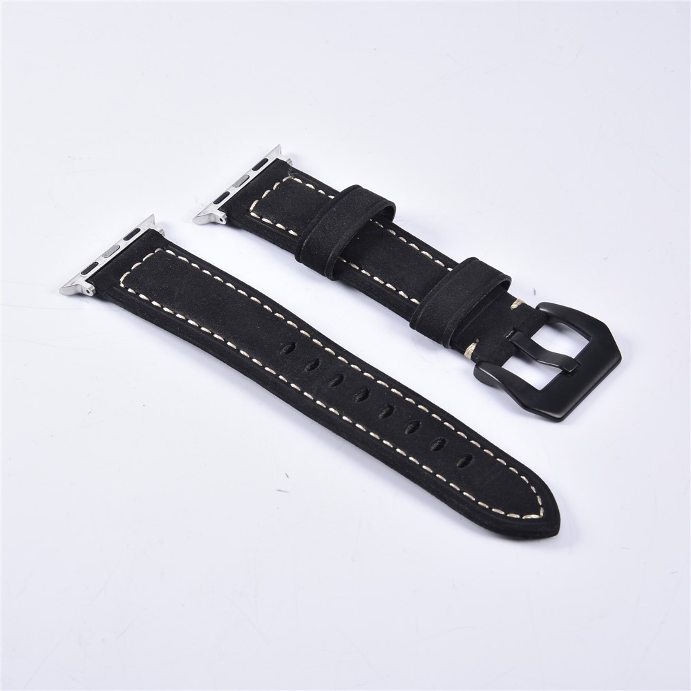 Pulseira De Couro Fosco Para Apple Watch Series 1 2 3 42mm, Series 5 4 44mm - Preto-11