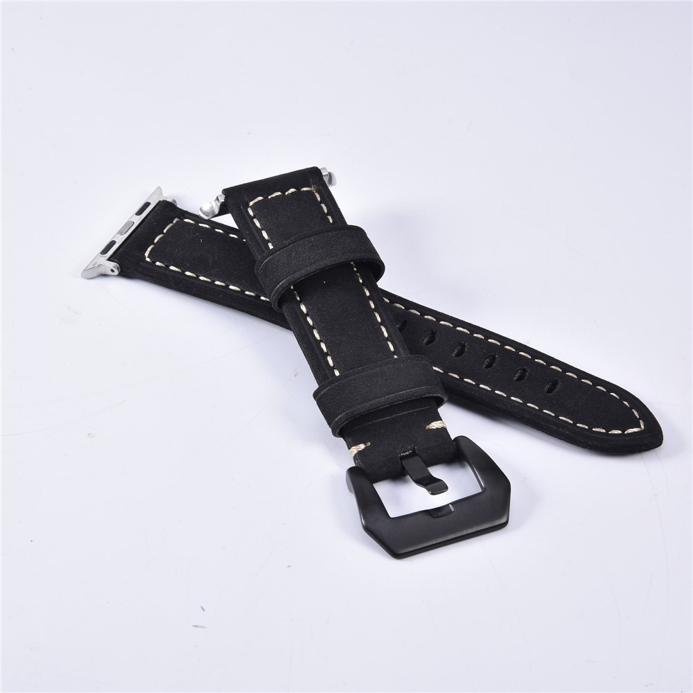 Pulseira De Couro Fosco Para Apple Watch Series 1 2 3 42mm, Series 5 4 44mm - Preto-12