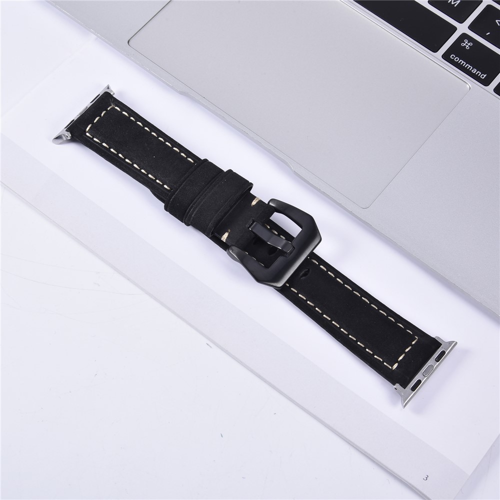 Pulseira De Couro Fosco Para Apple Watch Series 1 2 3 42mm, Series 5 4 44mm - Preto-7