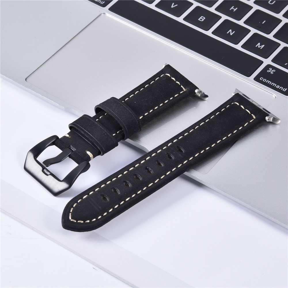 Pulseira De Couro Fosco Para Apple Watch Series 1 2 3 42mm, Series 5 4 44mm - Preto-8