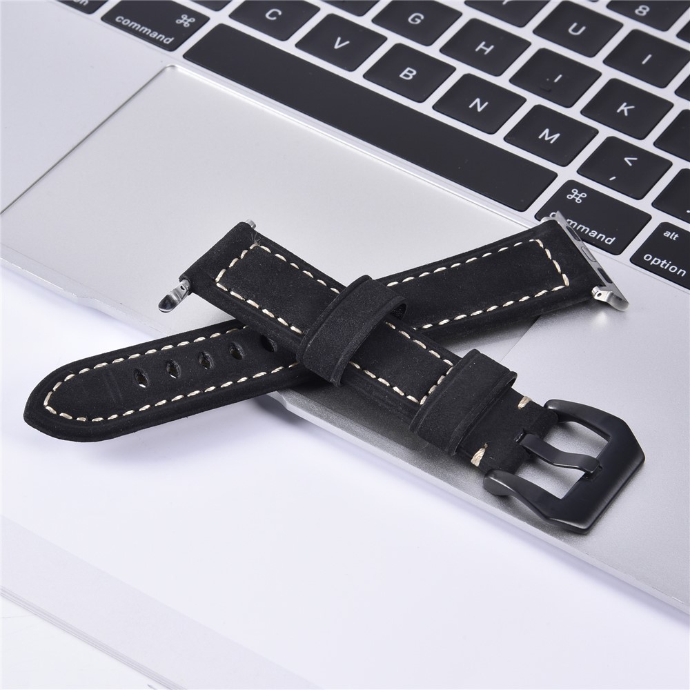 Pulseira De Couro Fosco Para Apple Watch Series 1 2 3 42mm, Series 5 4 44mm - Preto-9