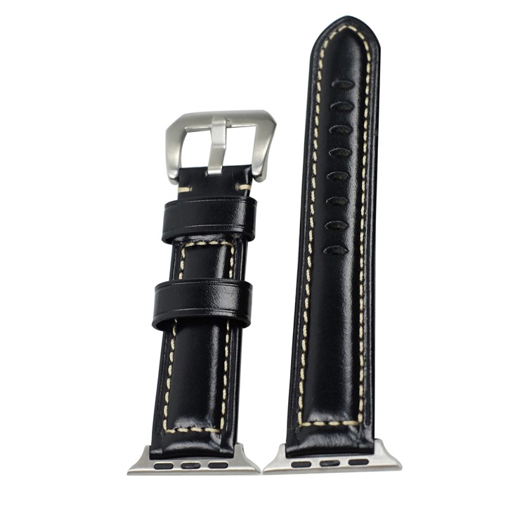 Substituição De Pulseira De Pulseira De Couro Inteligente Para Apple Watch Series 1 2 3 42mm, Series 5 4 44mm - Preto-3