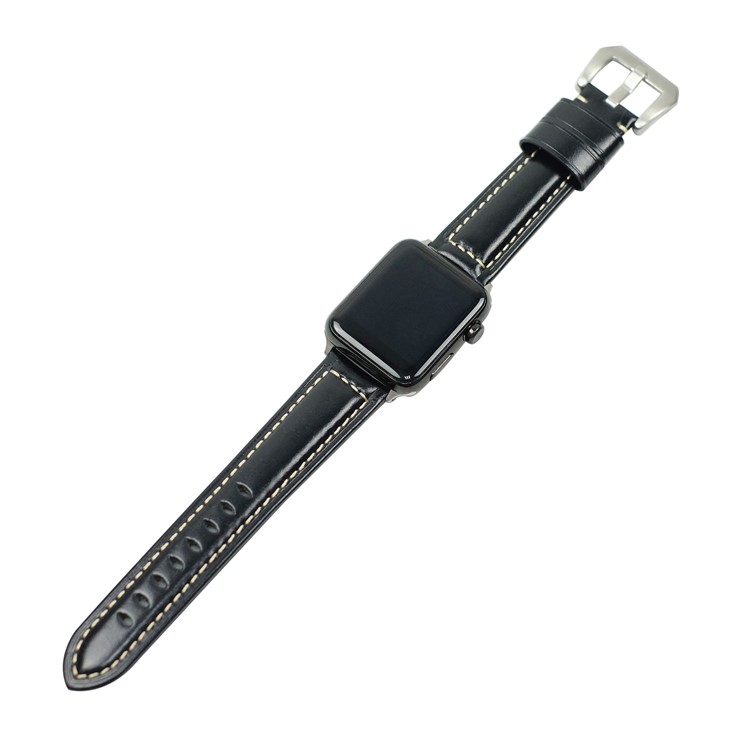 Leather Smart Wrist Strap Watchband Replacement for Apple Watch Series 1 / 2 / 3 42mm, Series 4 44mm - Black-5