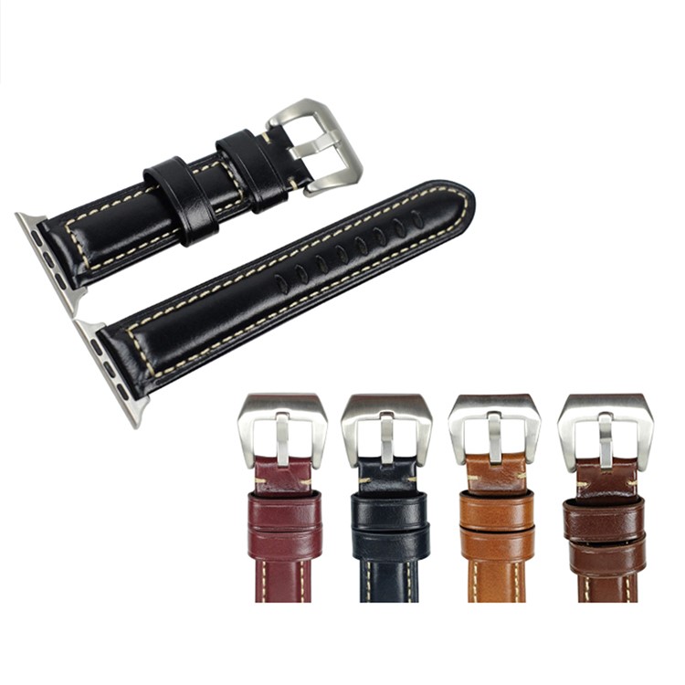 Substituição De Pulseira De Pulseira De Couro Inteligente Para Apple Watch Series 1 2 3 42mm, Series 5 4 44mm - Preto-9