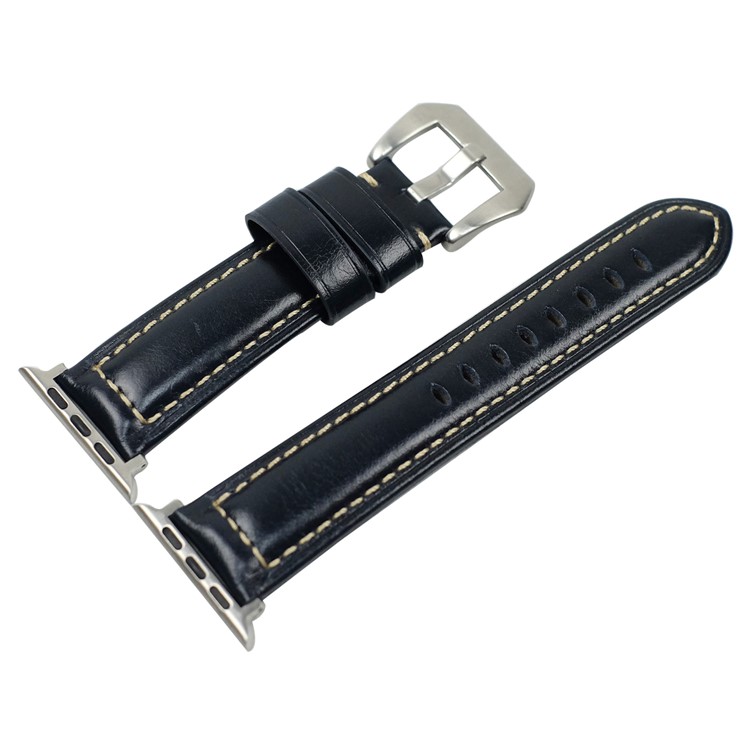 Leather Smart Wrist Strap Watchband Replacement for Apple Watch Series 1 2 3 42mm, Series 5 4 44mm - Blue-1