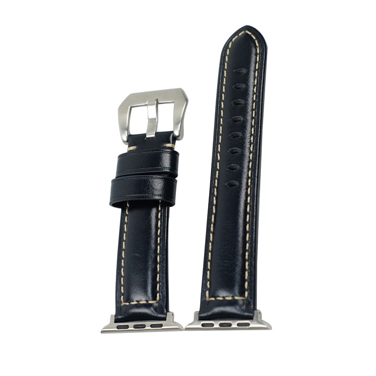 Leather Smart Wrist Strap Watchband Replacement for Apple Watch Series 1 2 3 42mm, Series 5 4 44mm - Blue-3